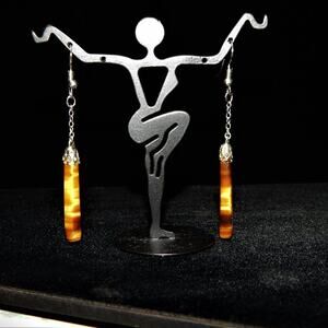 Fire From the Tigers Eye Hoop Dangle Earrings